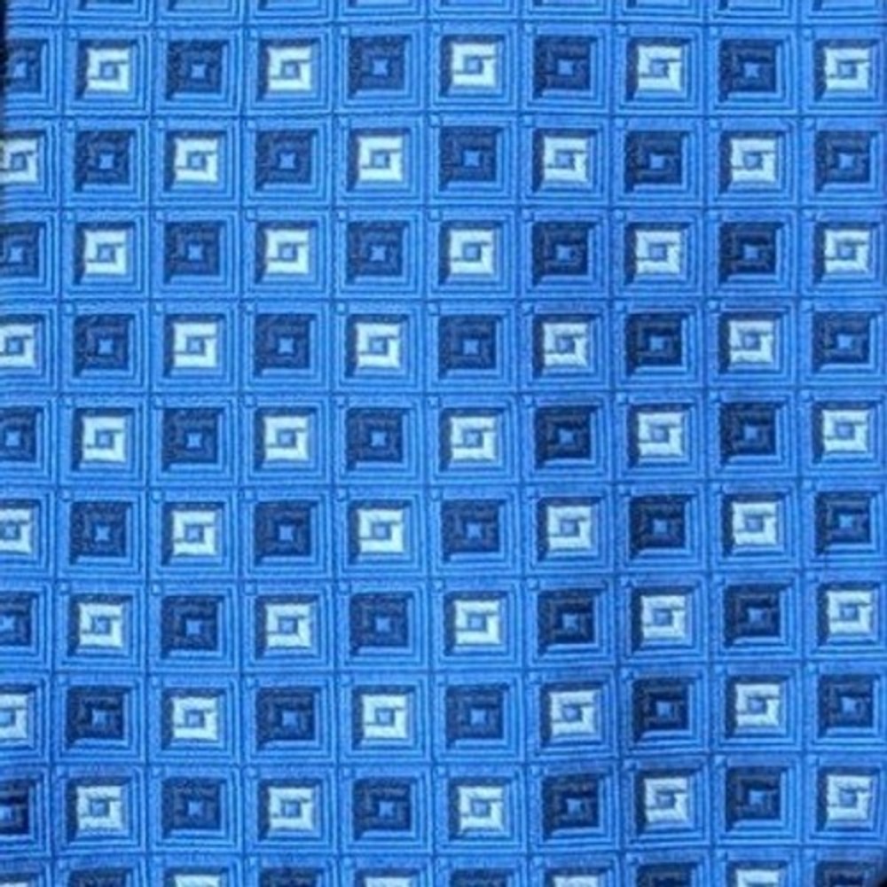 Lord & Taylor $85 Blue Navy Geometric Pattern Business Formal Woven Silk Tie